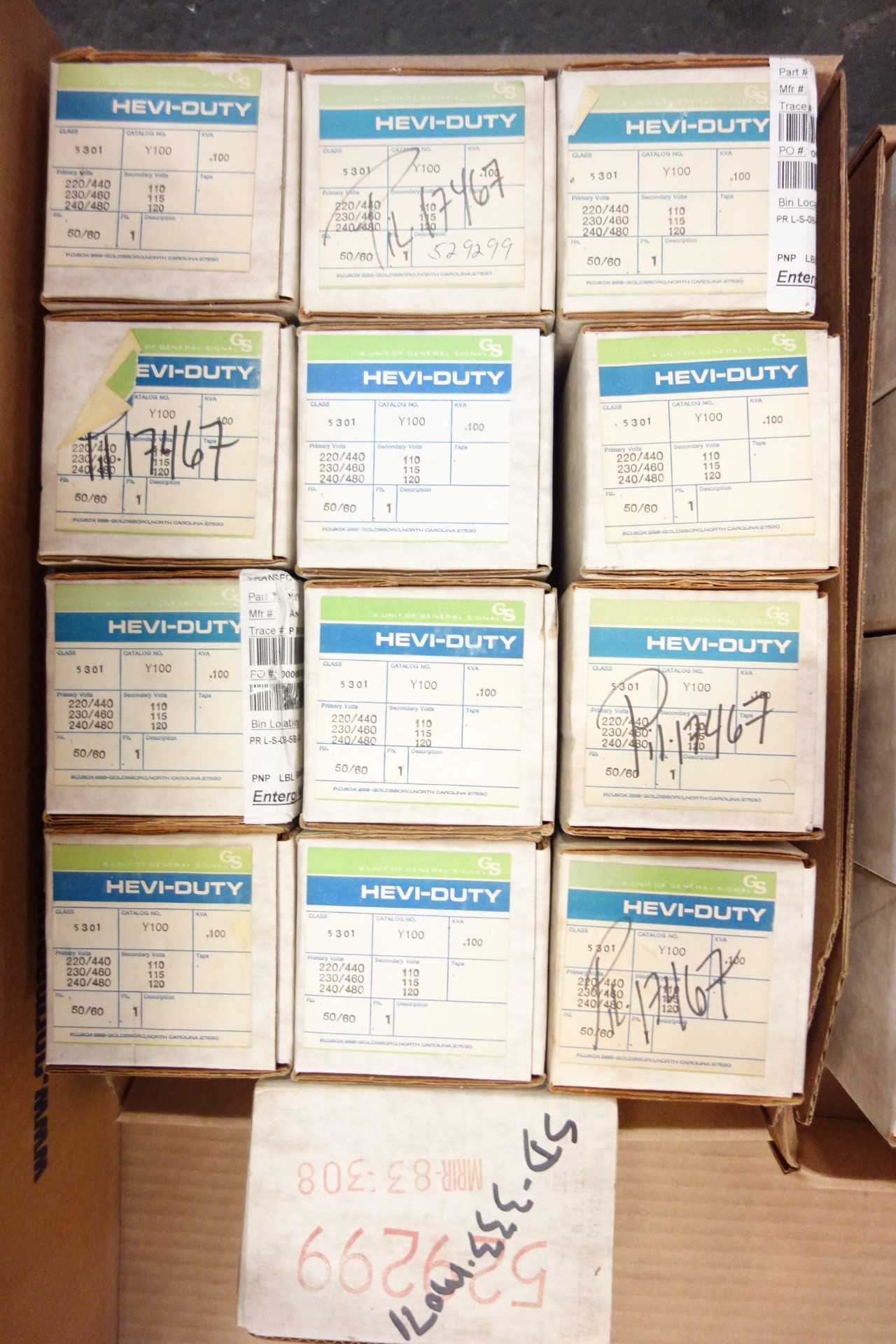 LOT OF 13 GS GENERAL SIGNAL Y100 100VA 240/480V-AC 120V-AC VOLTAGE TRANSFORMER - CONTROL TRANSFORMERS
