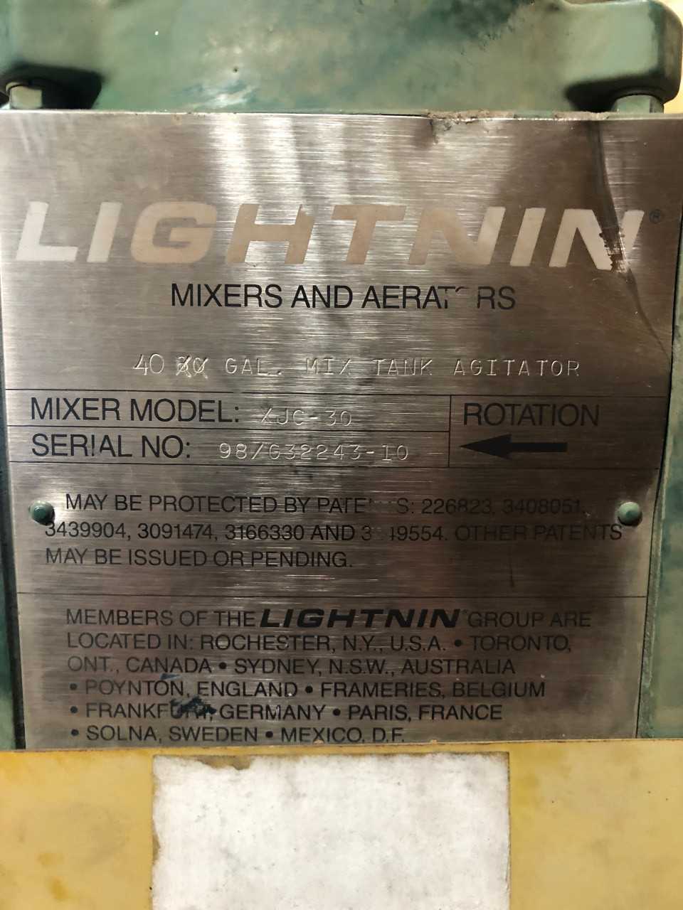 Lightnin XJC-30 Mixer Tank - PROCESS EQUIPMENT