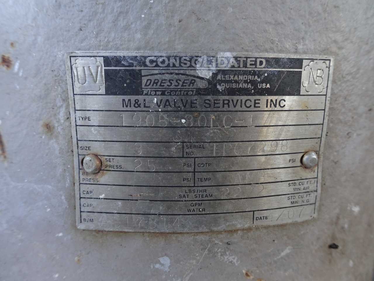 DRESSER CONSOLIDATED 1905-30LC STEAM RELIEF VALVE Pressure relief 3in - MISCELLANEOUS