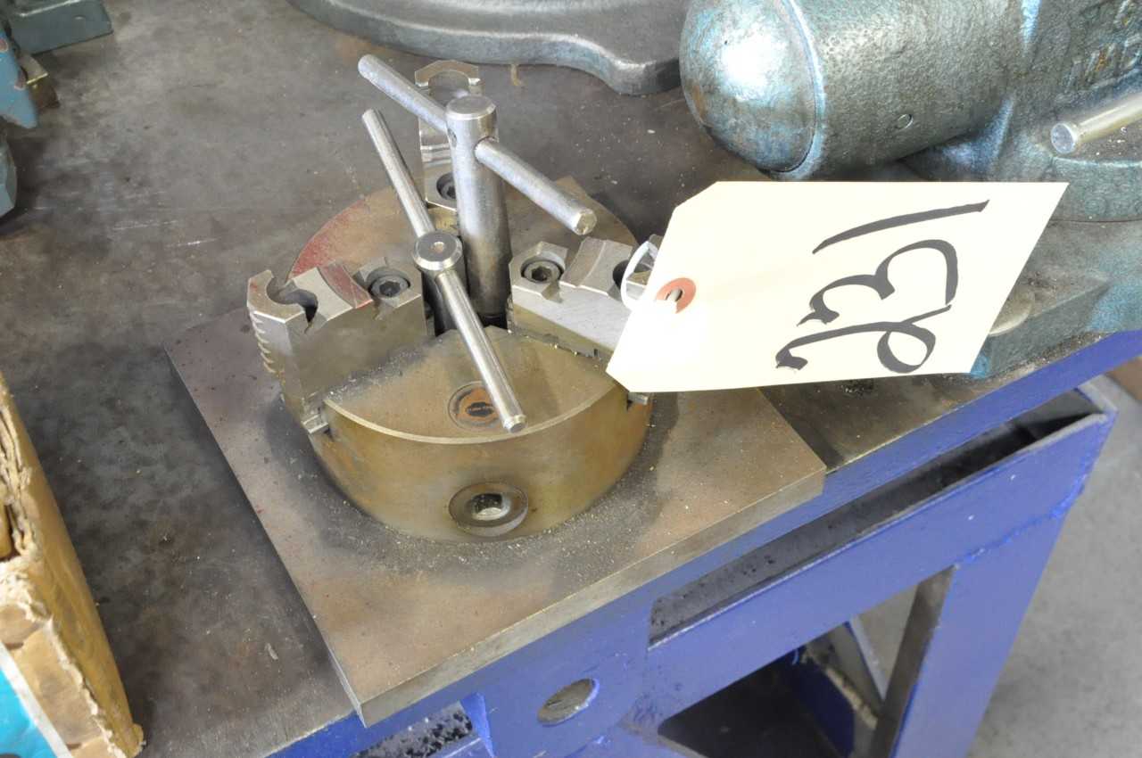 5" 3-Jaw Chuck Mounted on Steel Plate - MACHINING ACCESSORIES & TOOLING