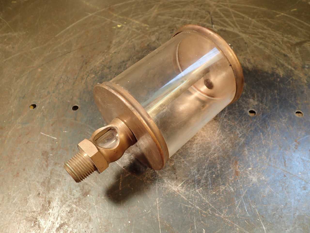 Lunkenheimer Sentinel #6 Brass & Glass Hit Miss Engine Oiler: 1/2" NPT Thread - MACHINING ACCESSORIES & TOOLING