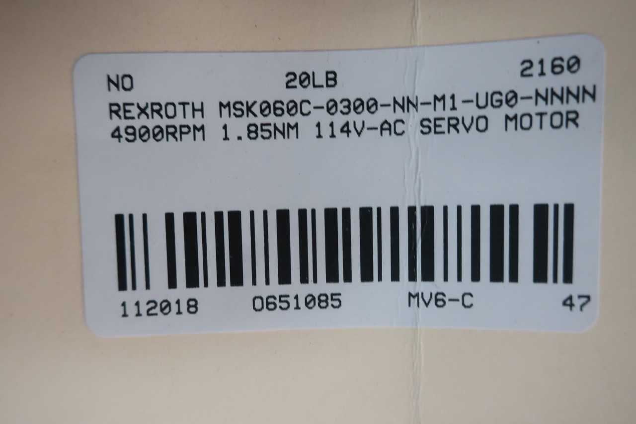 REXROTH MSK060C-0300-NN-M1-UG0-NNNN SERVO MOTOR 4900RPM 1.85NM 114V-AC - SERVO