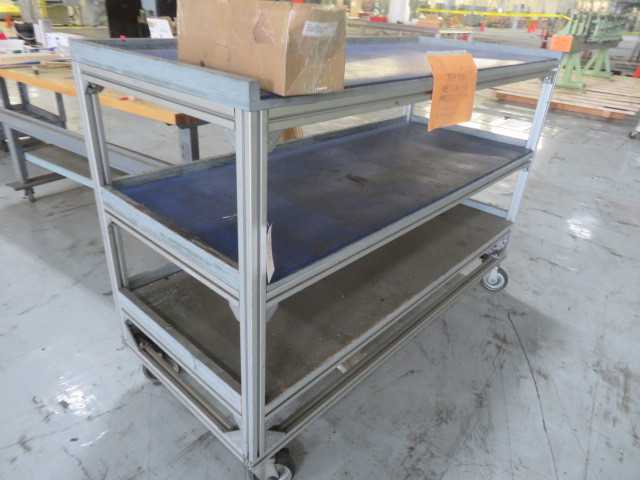 Aluminum Table on wheels and Work Table (lot) - MISCELLANEOUS