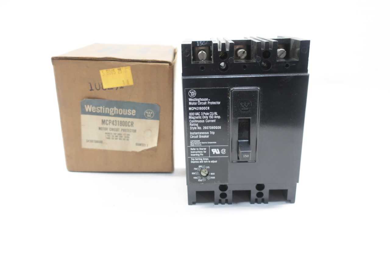 WESTINGHOUSE MCP431800CR 3P 150A AMP 600V-AC MOLDED CASE CIRCUIT BREAKER - CIRCUIT BREAKERS WESTINGHOUSE MCP431800CR 3P 150A AMP 600V-AC MOLDED CASE CIRCUIT BREAKER - CIRCUIT BREAKERS