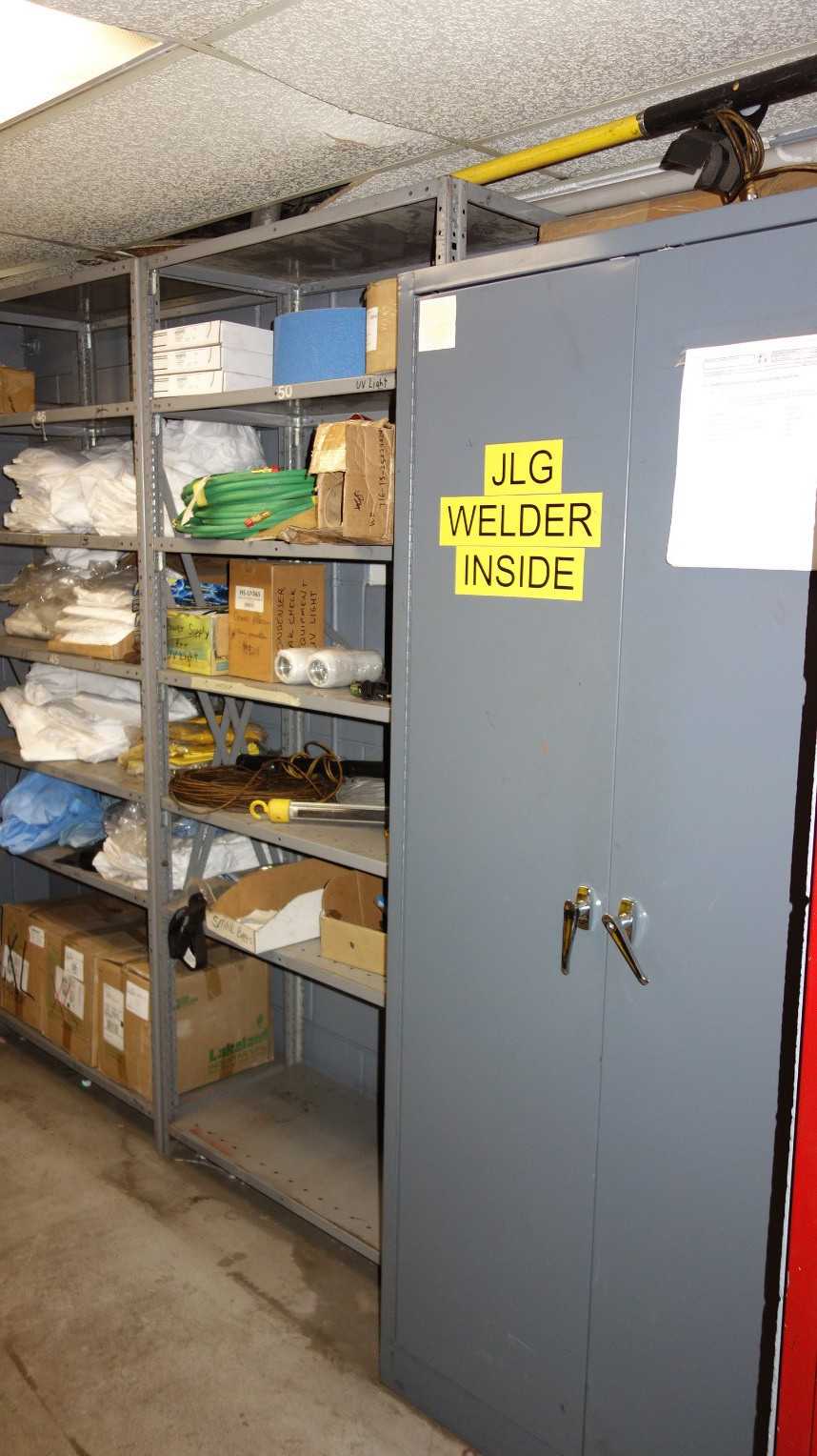 CONTENTS OF ROOM, CARHART COVERALLS, LEATHER JACKETS AND OVERALLS, RAGS, DUST SUITS - SAFETY EQUIPMENT