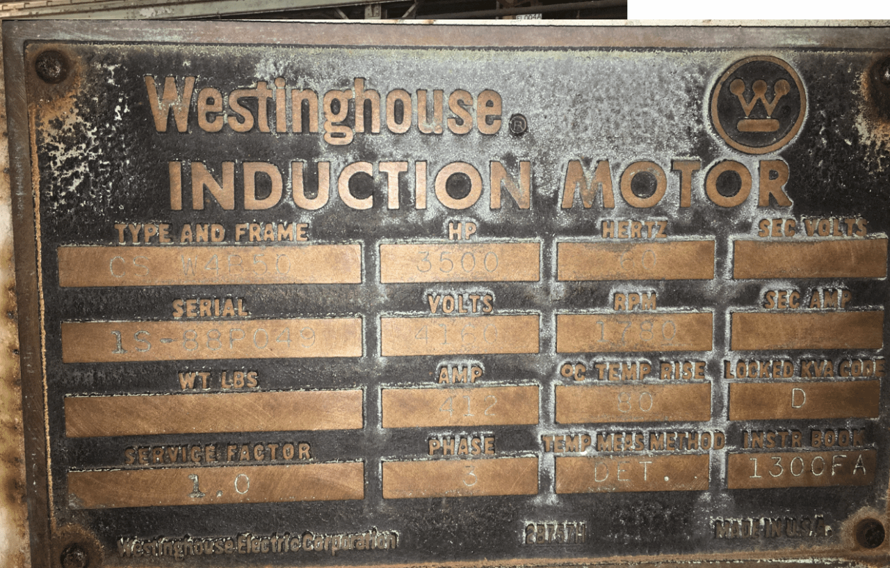 Westinghouse 3500HP 4160V Induction Motor - ELECTRIC MOTORS