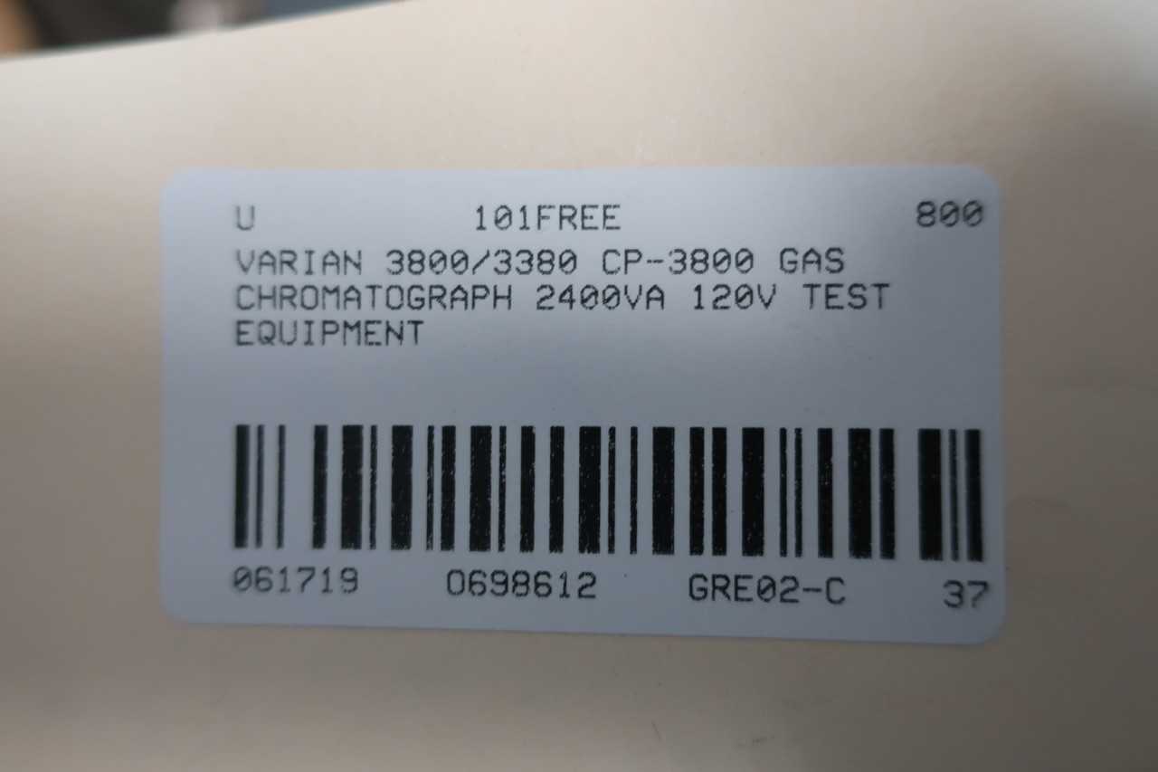 VARIAN 3800/3380 CP-3800 GAS CHROMATOGRAPH 2400VA 120V TEST EQUIPMENT - LAB & SCIENTIFIC