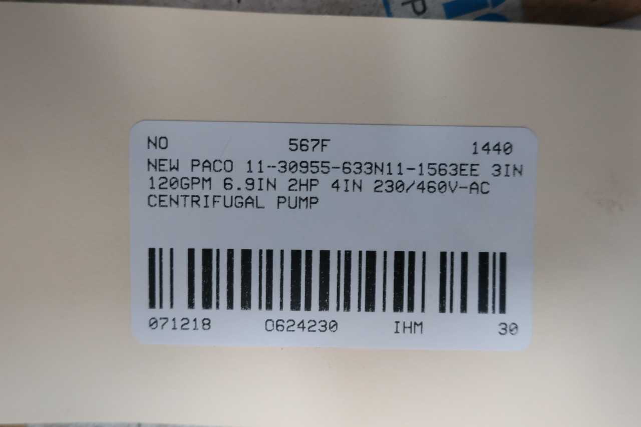 PACO 11-30955-633N11-1563EE CENTRIFUGAL PUMP 3X4 - CENTRIFUGAL PUMP