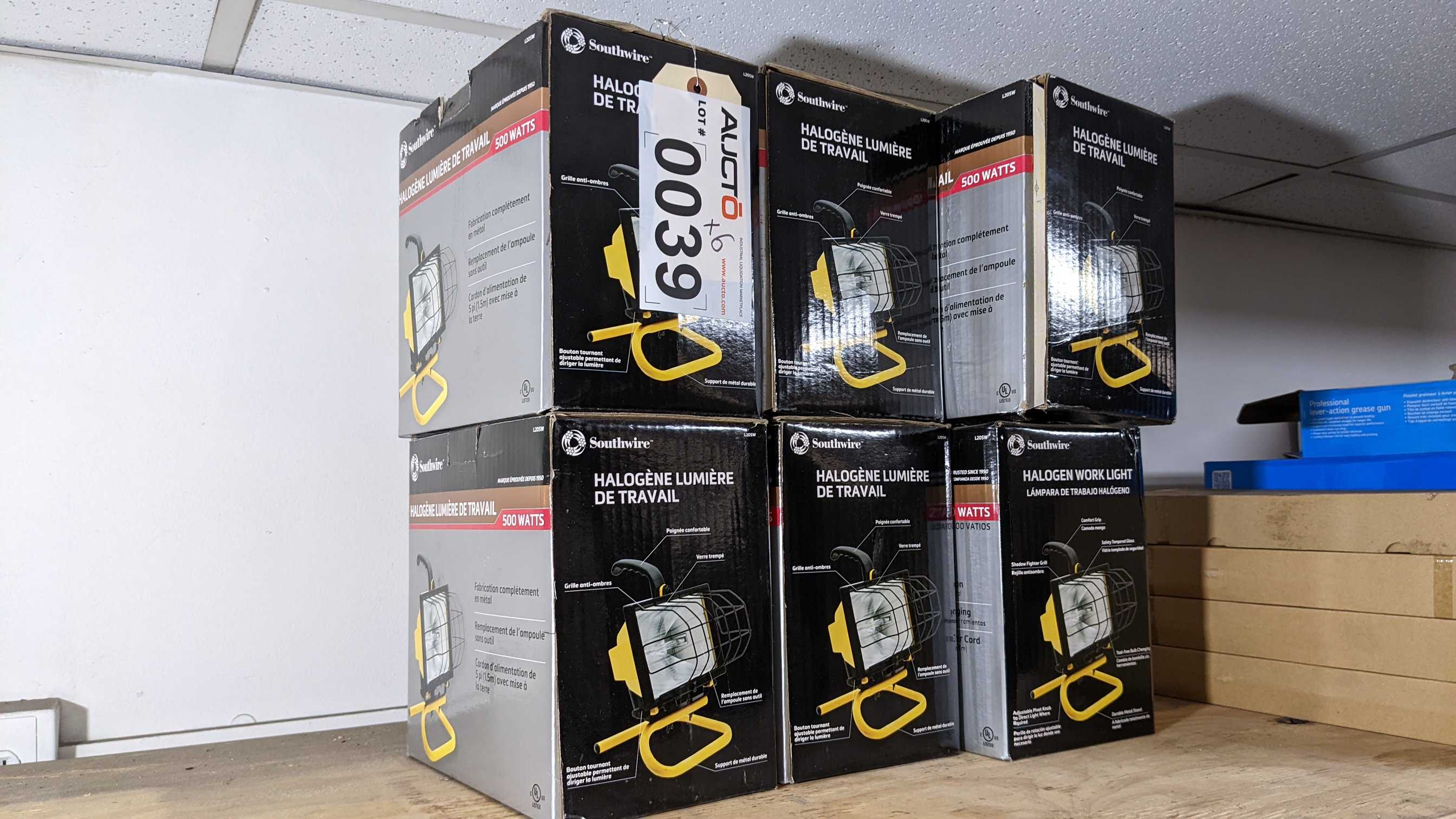 LOT OF 6 HALOGEN WORK LIGHTS - LIGHTING