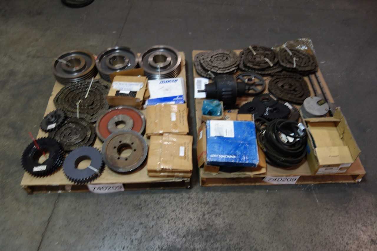 2 PALLETS OF ASSORTED SPROCKETS, BELTS, LINEAR BEARINGS, BUSHINGS, ROLLER CHAINS, COUPLING- BROWNING, PEER, MARTIN - POWER TRANSMISSION 2 PALLETS OF ASSORTED SPROCKETS, BELTS, LINEAR BEARINGS, BUSHINGS, ROLLER CHAINS, COUPLING- BROWNING, PEER, MARTIN - POWER TRANSMISSION