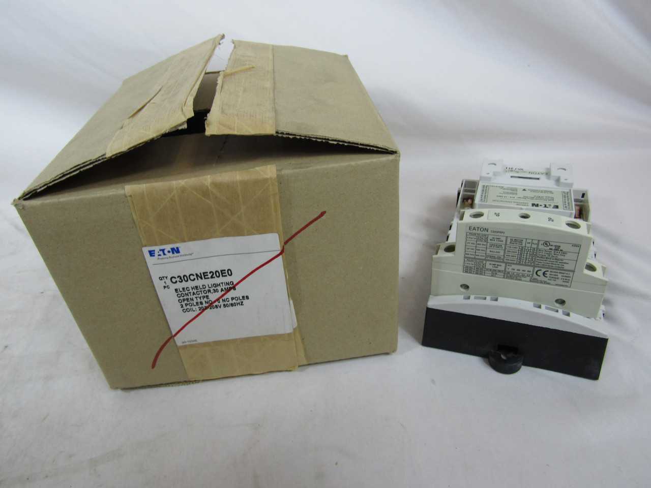 Quantity of 2 New Surplus Eaton C30CNE20E0 Lighting Contactor 2P 29 208V - CONTACTORS