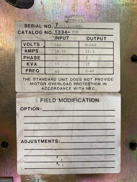 Allen Bradley Drive 1334 - Used - Bench Tested - MOTOR DRIVES