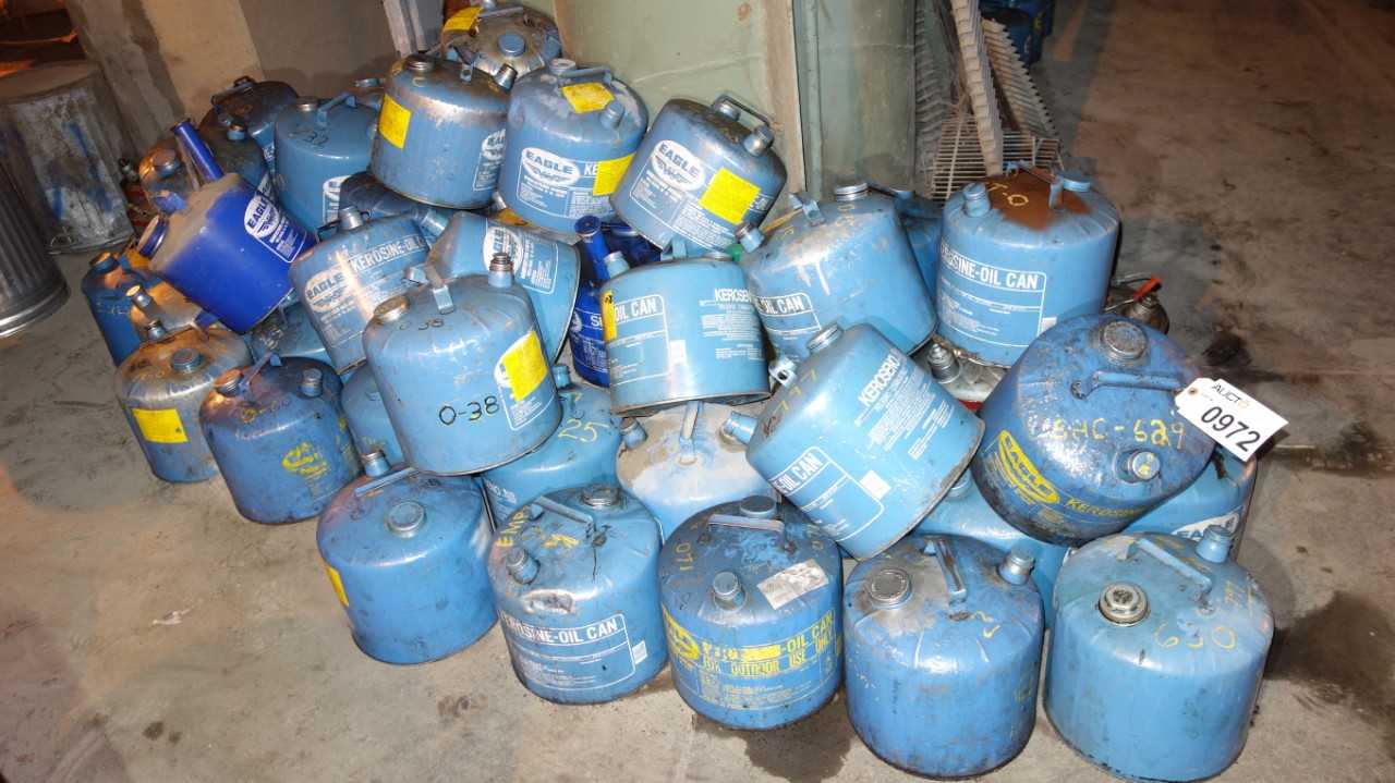 LOT OF ASSORTED EMPTY KEROSINE-OIL CANS, 5 GALLON, EAGLE - MISCELLANEOUS