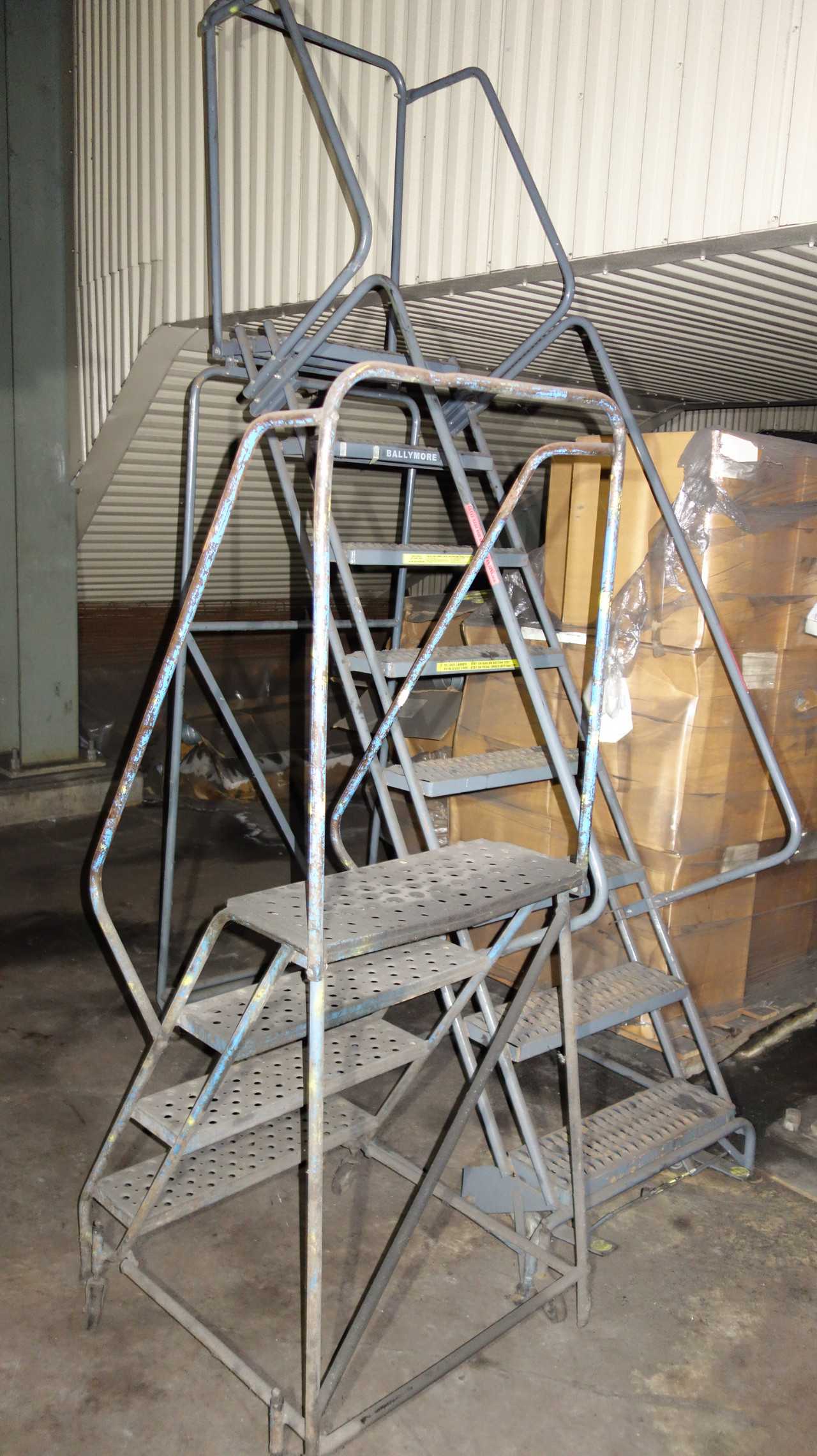 LOT OF 2 ROLLING STEP LADDERS - MATERIAL HANDLING