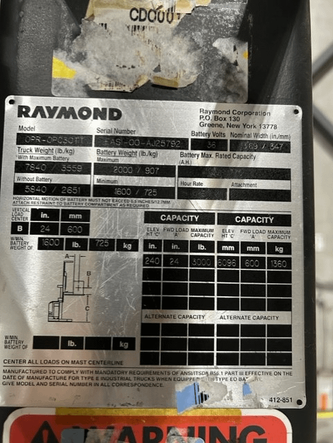 2000 Raymond EASI-OPC30TT Reach Truck - REACH TRUCKS