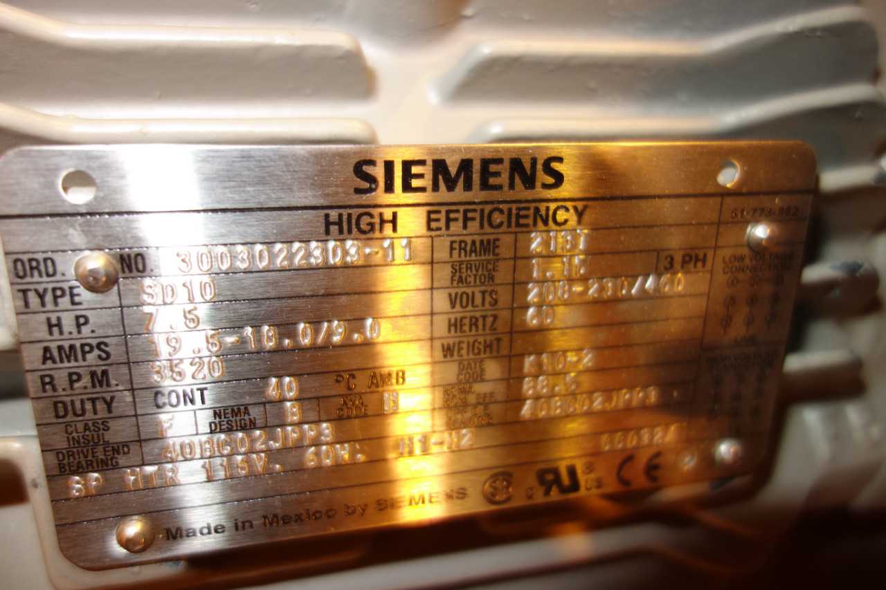 CINCINNATI FAN SIEMENS DBI-130 7,5HP FAN BLOWER - TEMPERATURE CONTROL COMPONENTS