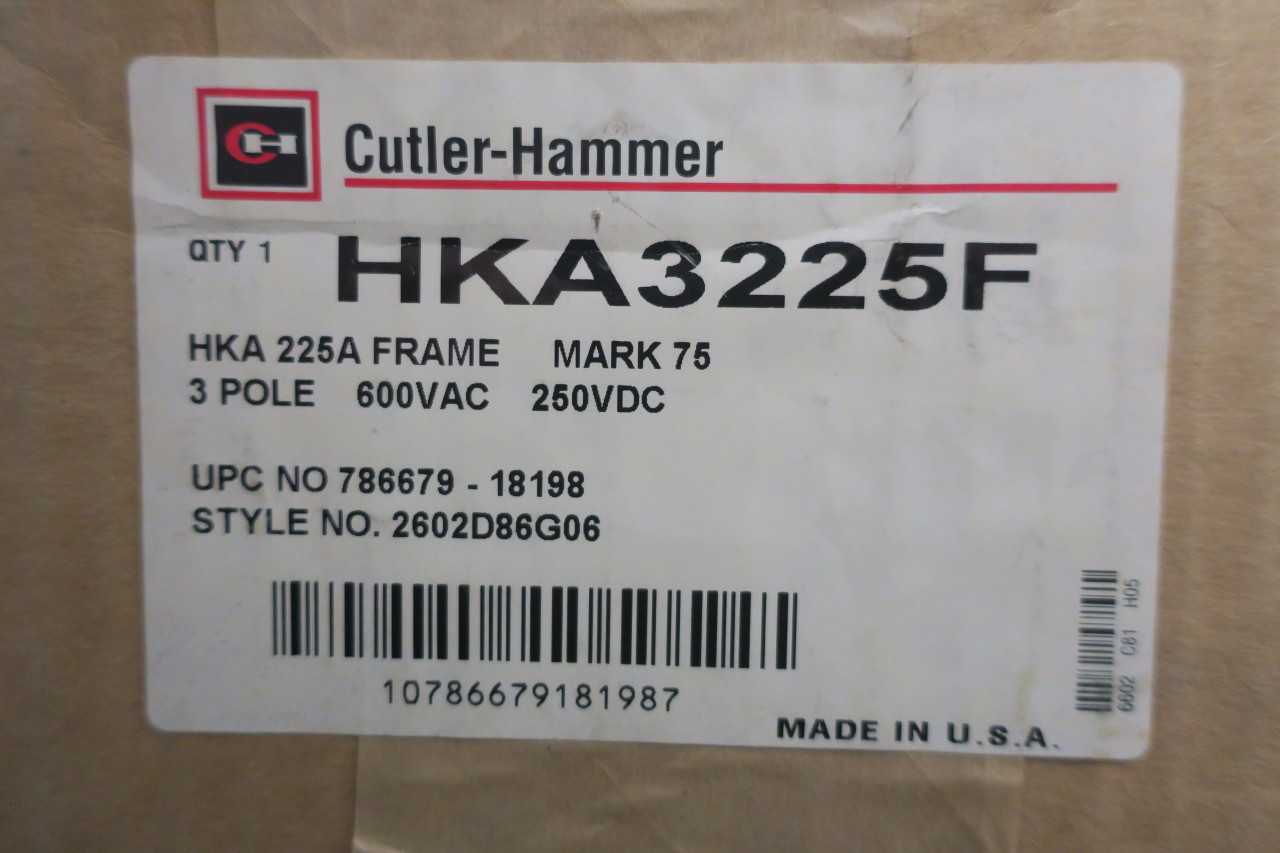 CUTLER HAMMER HKA3225F 225A AMP 3P MOLDED CASE 600V-AC CIRCUIT BREAKER - CIRCUIT BREAKERS