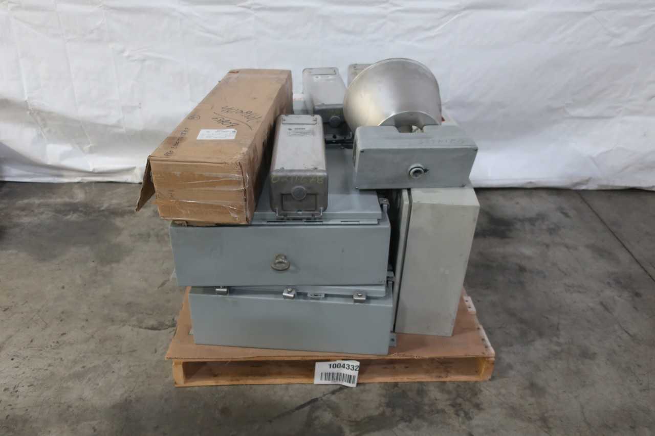 PALLET OF ASSORTED ELECTRICAL ENCLOSURES AND BALLASTS - ELECTRICAL ENCLOSURES