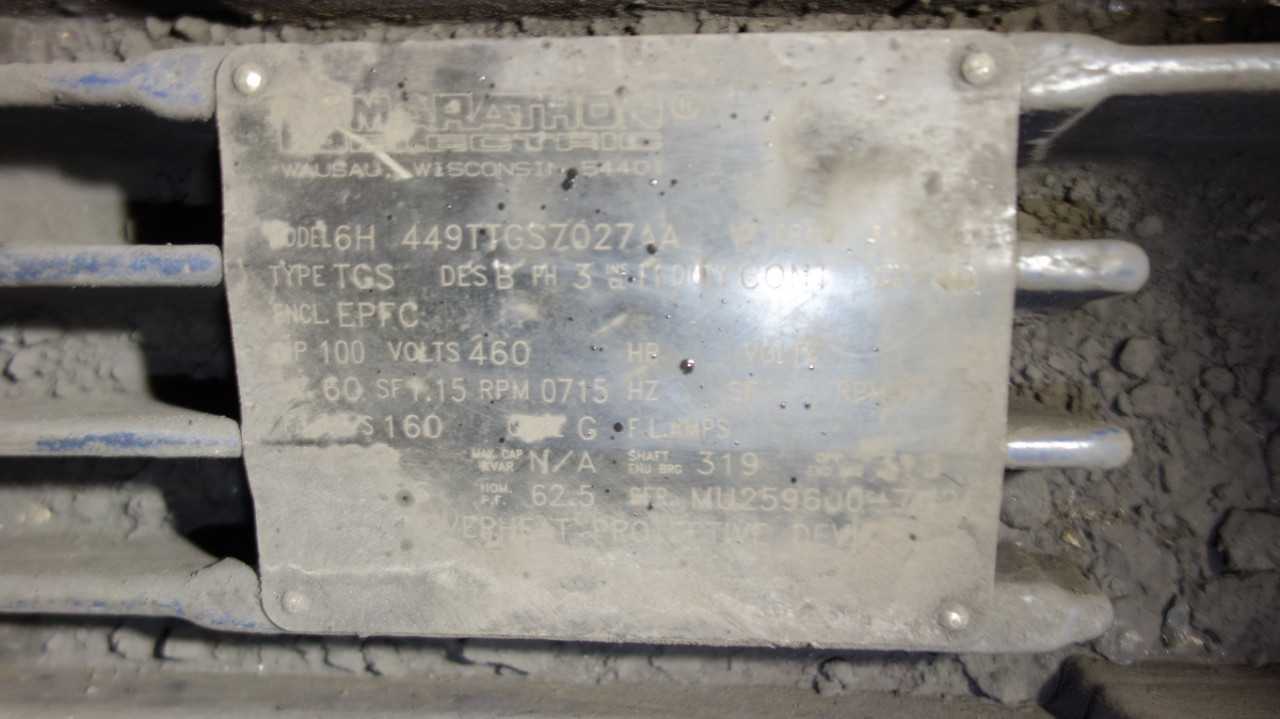 MARATHON 100HP MOTOR 460V 449T 715RPM - ELECTRIC MOTORS