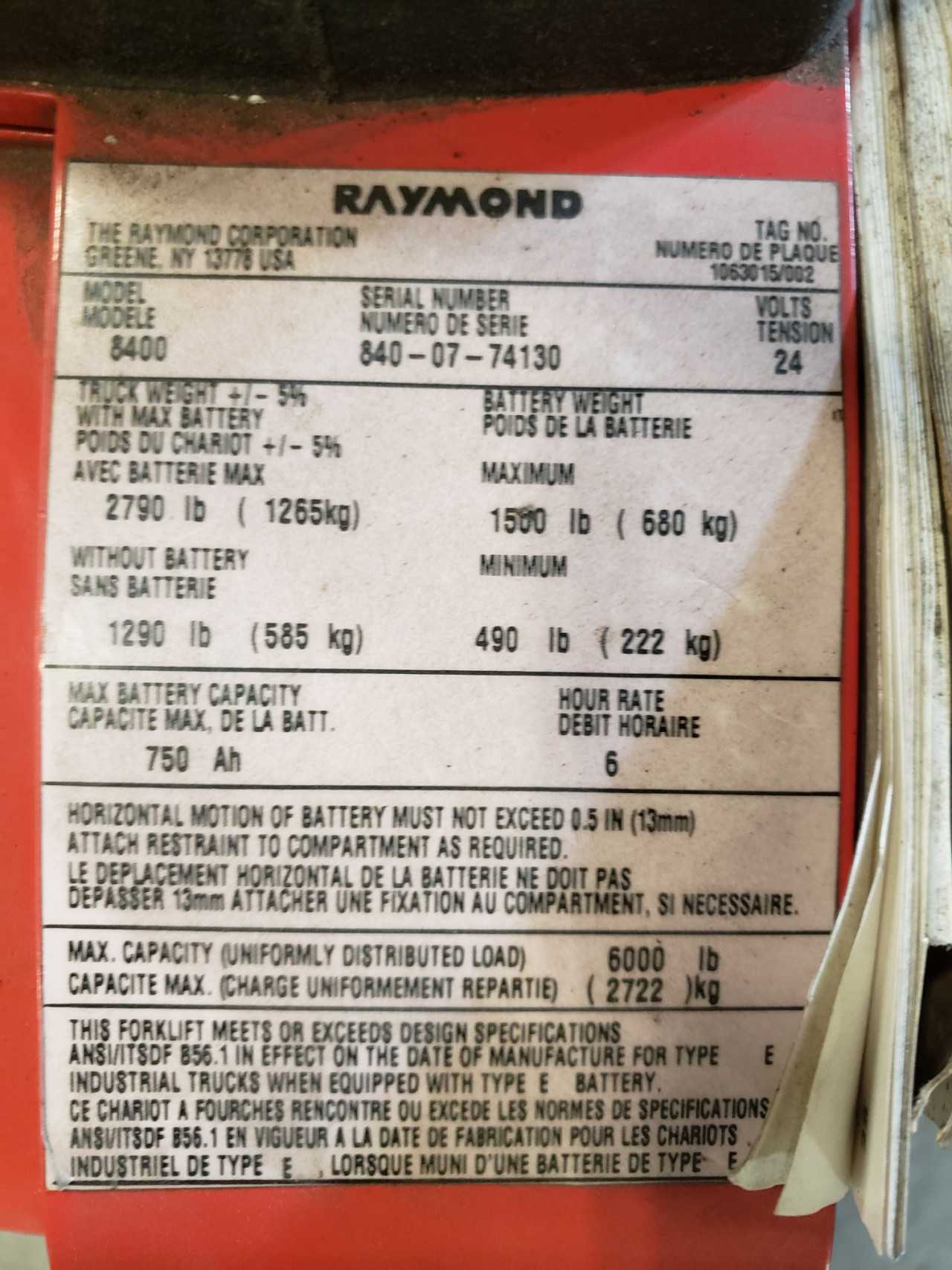 2009 Raymond 8400 rider pallet jack, Erie, PA - MANUAL PALLET JACKS