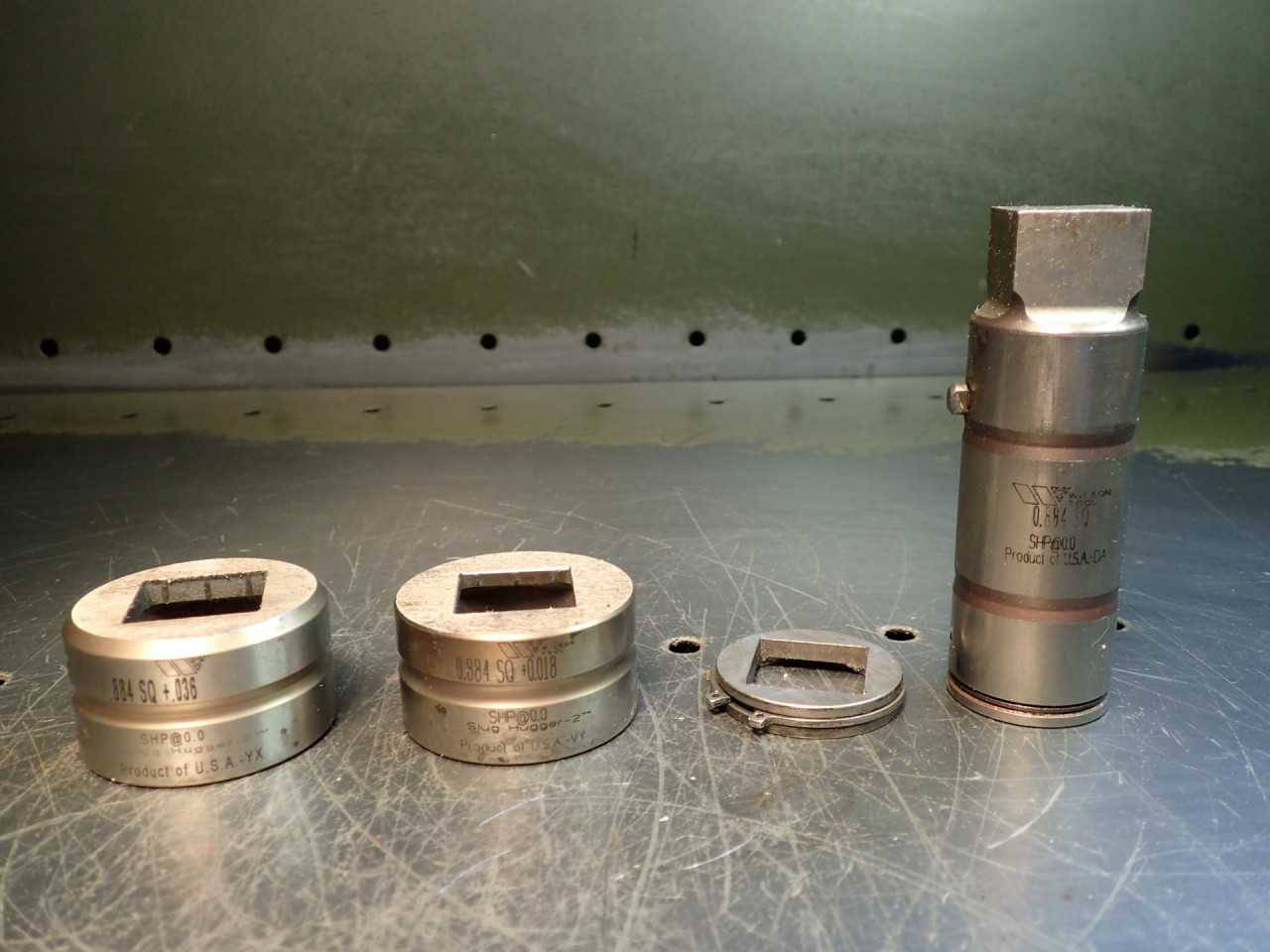 Wilson Tool .884" Square Turret Punch 2 Dies & Stripper: 1-7/8" Base 1.25" Shaft - MACHINING ACCESSORIES & TOOLING