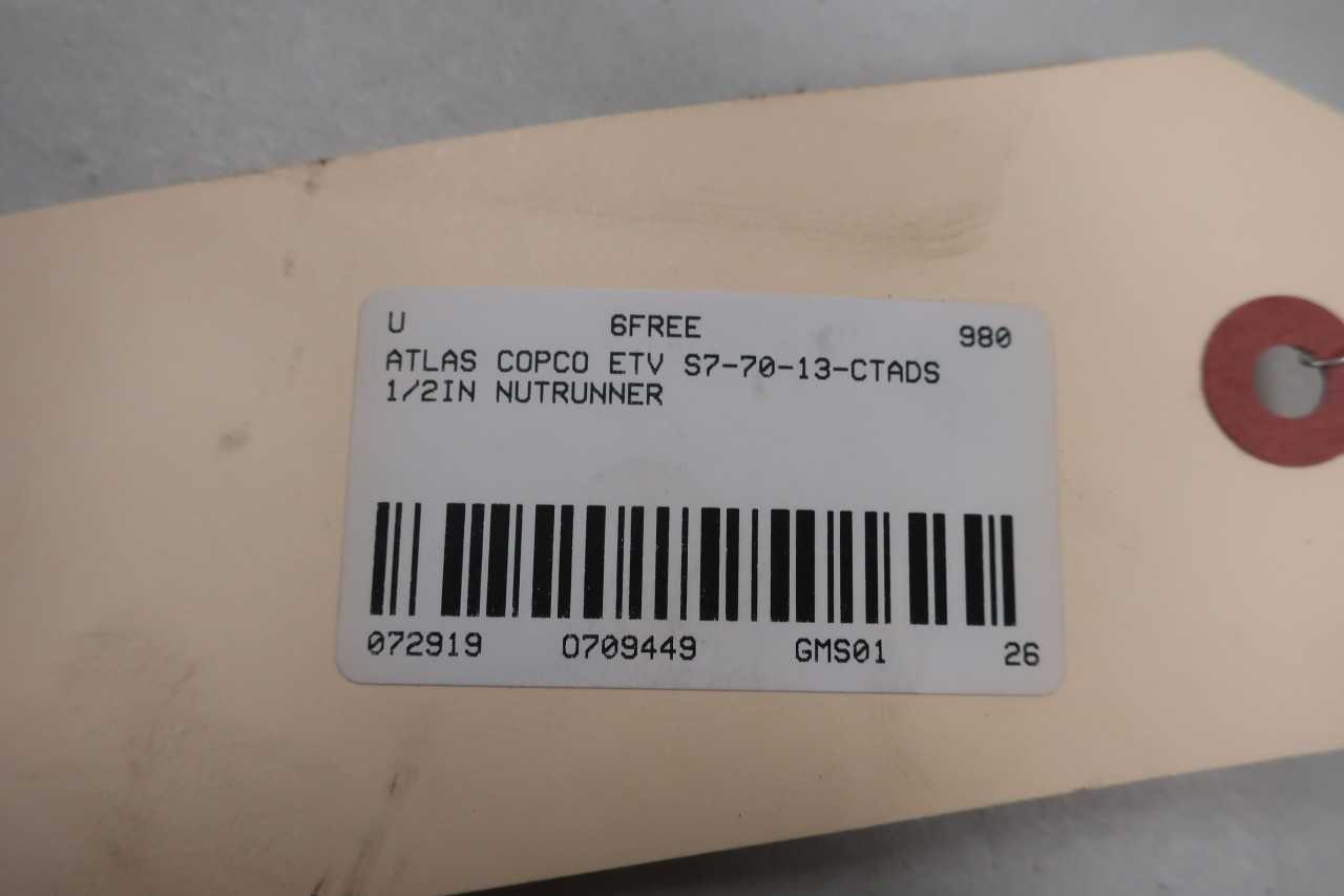 ATLAS COPCO ETV S7-70-13-CTADS RIGHT ANGLE DRIVE 1/2IN NUTRUNNER - ELECTRIC POWER TOOLS