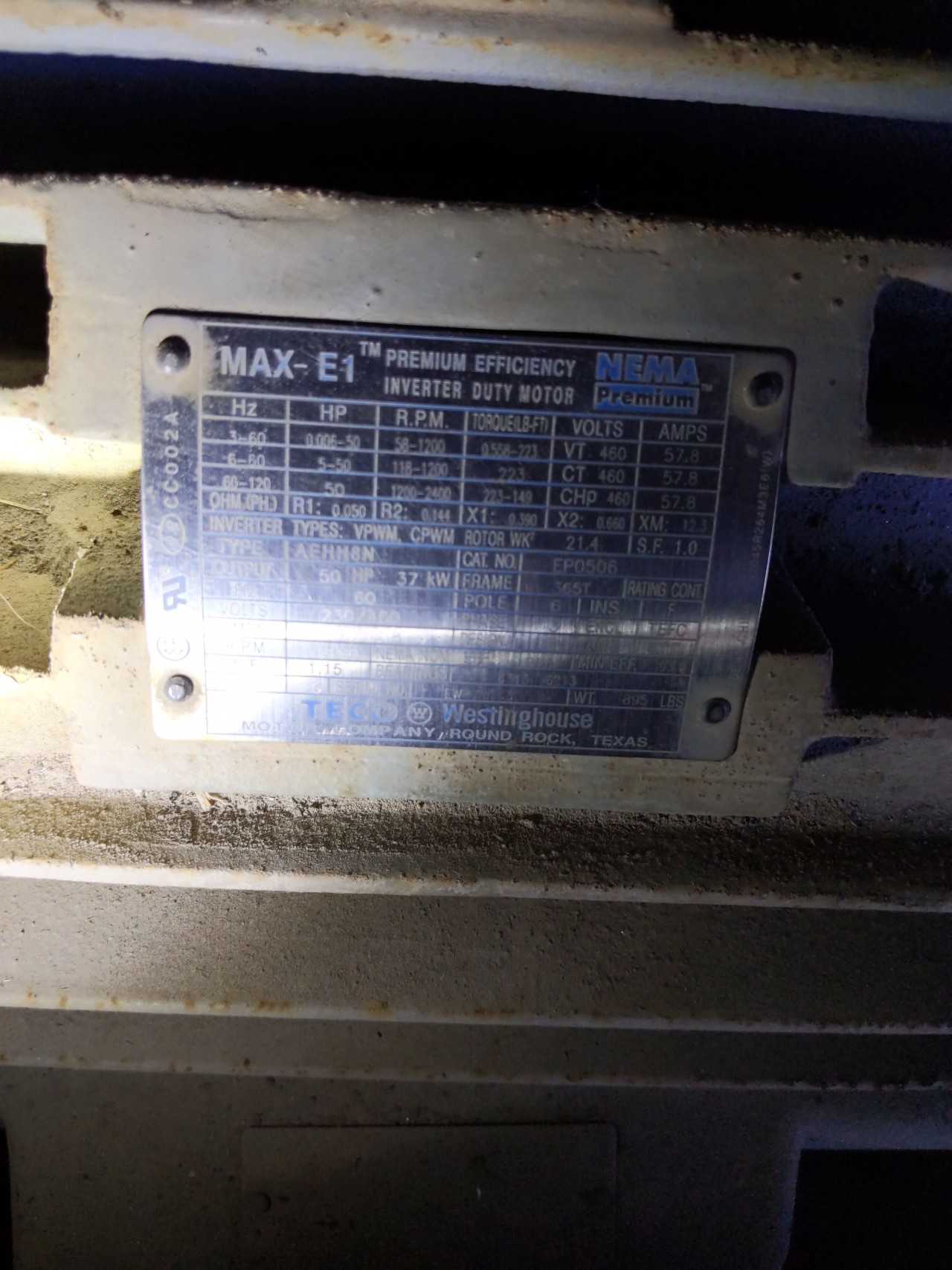 Teco Westinghouse 50HP Electric Motor - ELECTRIC MOTORS