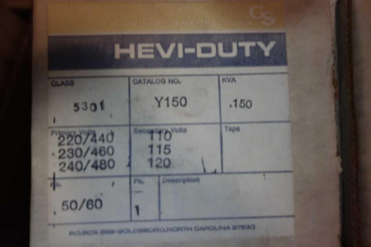 LOT OF GS GENERAL SIGNAL Y150 HEVI-DUTY 1PH 150VA 240/480V-AC 120V-AC VOLTAGE TRANSFORMERS - CONTROL TRANSFORMERS