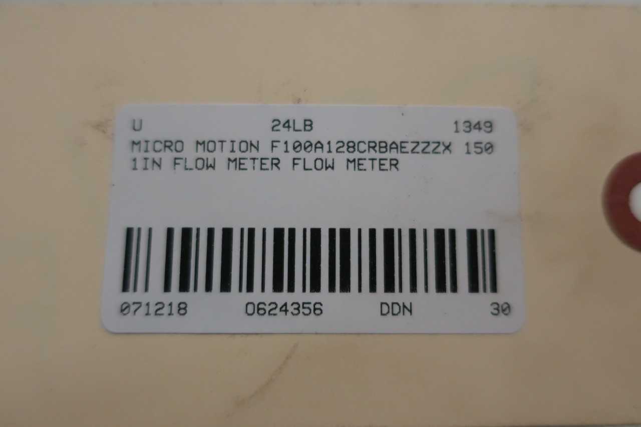 MICRO MOTION F100A128CRBAEZZZX 1IN CORIOLIS MASS FLOW METER - FLOW METER