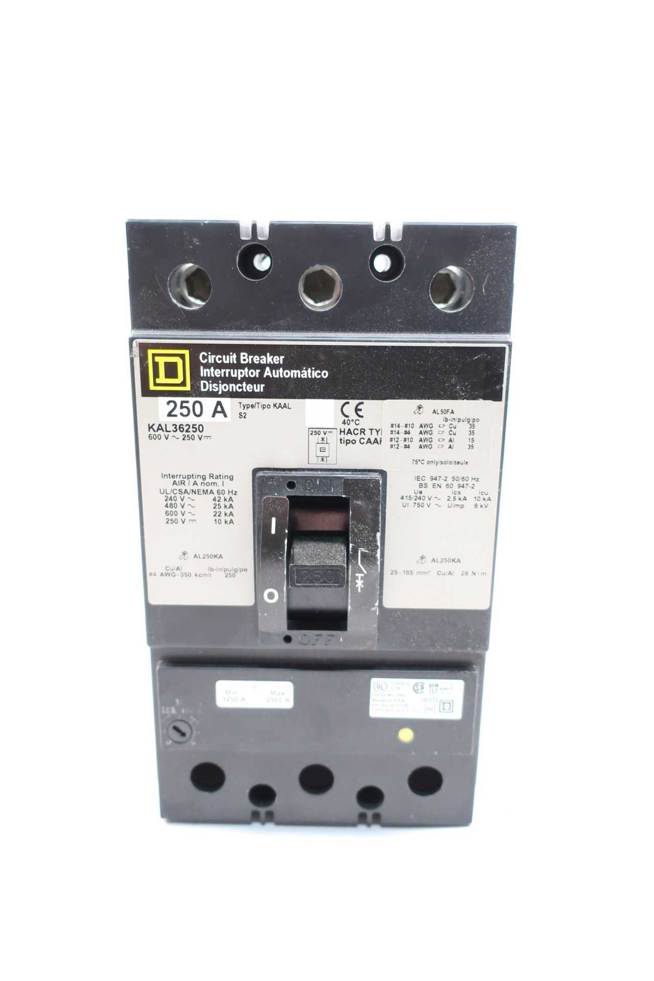 SQUARE D KAL36250 MOLDED CASE CIRCUIT BREAKER 3P 250A AMP 600V-AC - CIRCUIT BREAKERS