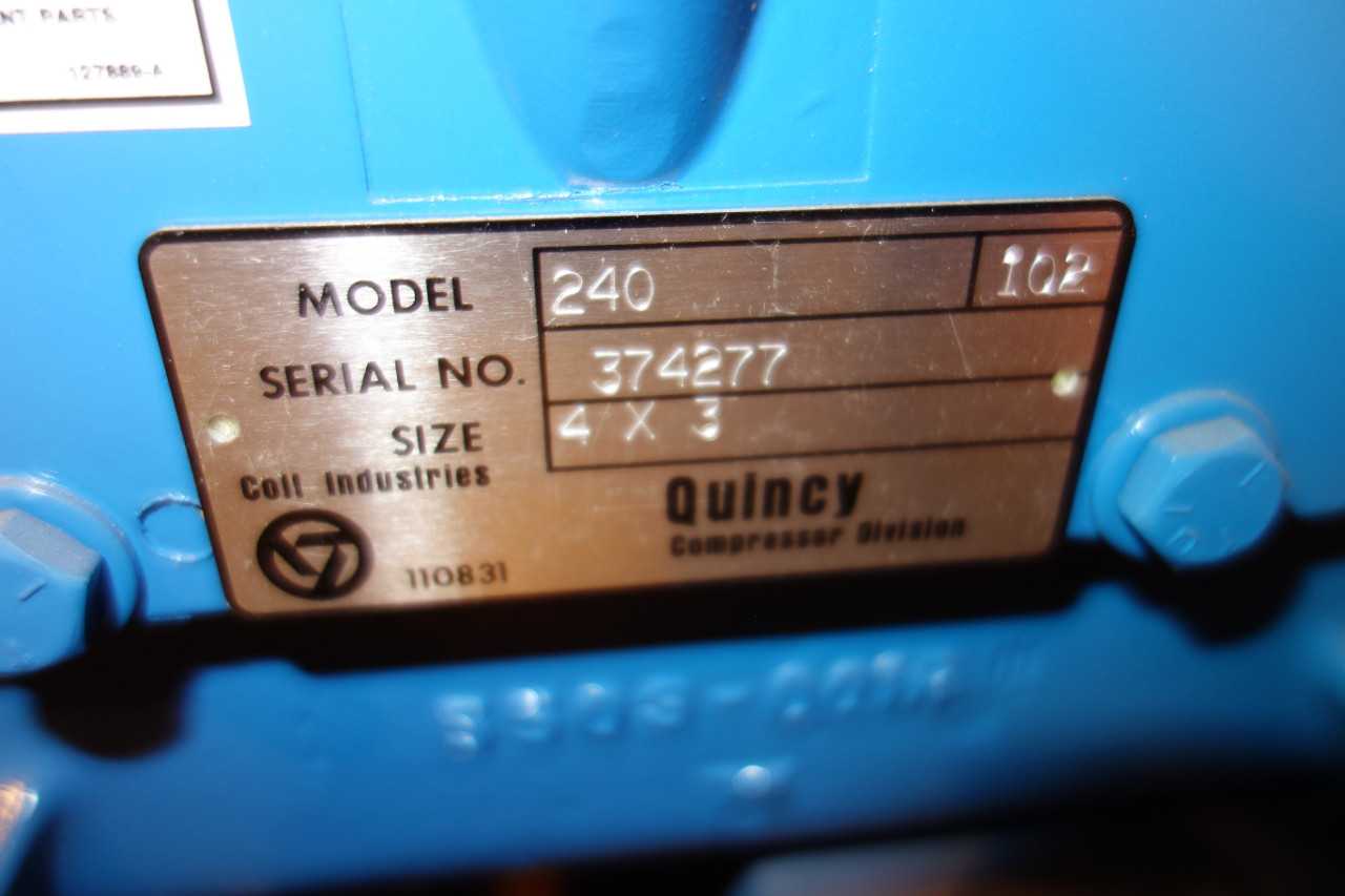 QUINCY 240 4X3IN AIR COMPRESSOR - AIR COMPRESSORS
