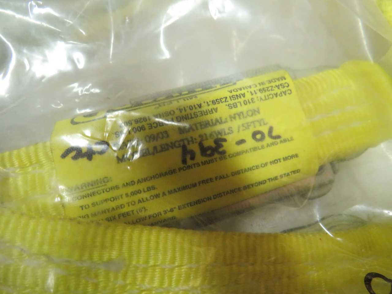 LOT OF 6 MILLER 216WLS/5FTYL MANYARD W/ LOCKING SNAPS - SAFETY EQUIPMENT