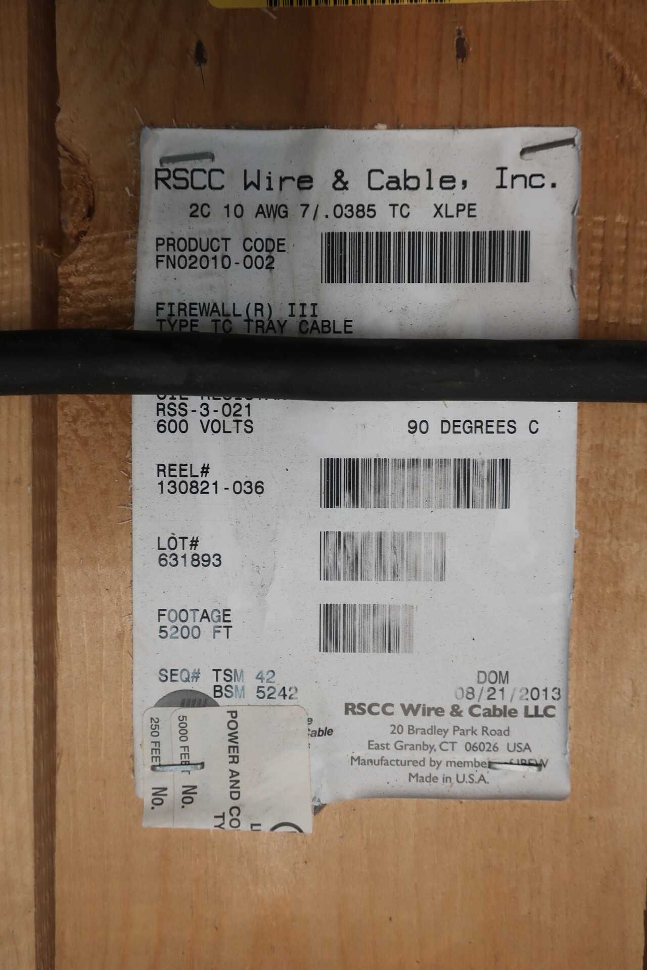 RSCC FN02010-002 FIREWALL III XHHW-2 CORDSET CABLE - INDUSTRIAL PARTS