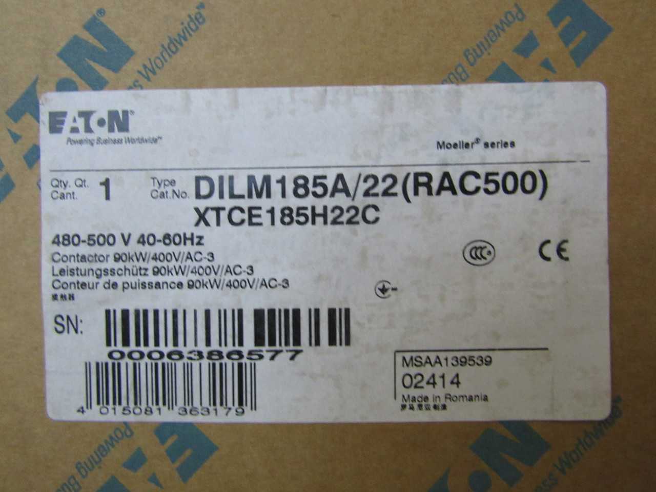 Quantity of 5x XTCE185H22C Contactors - CONTACTORS