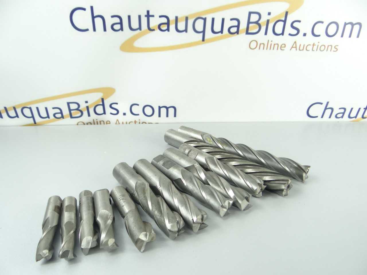 Lot of 12 Assorted HSS End Mills - MACHINING ACCESSORIES & TOOLING