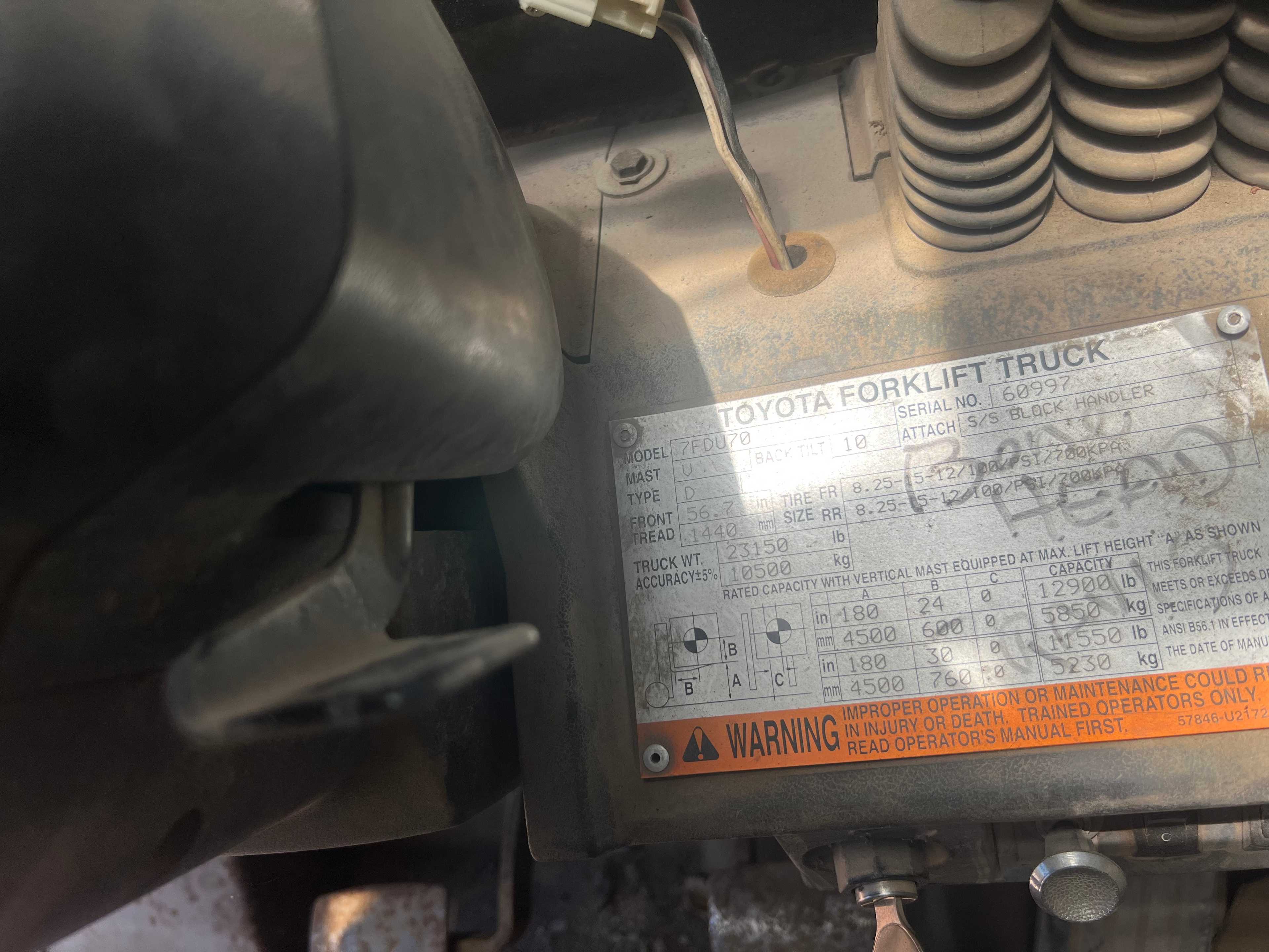 2007 TOYOTA 7FDU70 SIT-DOWN FORKLIFT - SIT-DOWN FORKLIFT