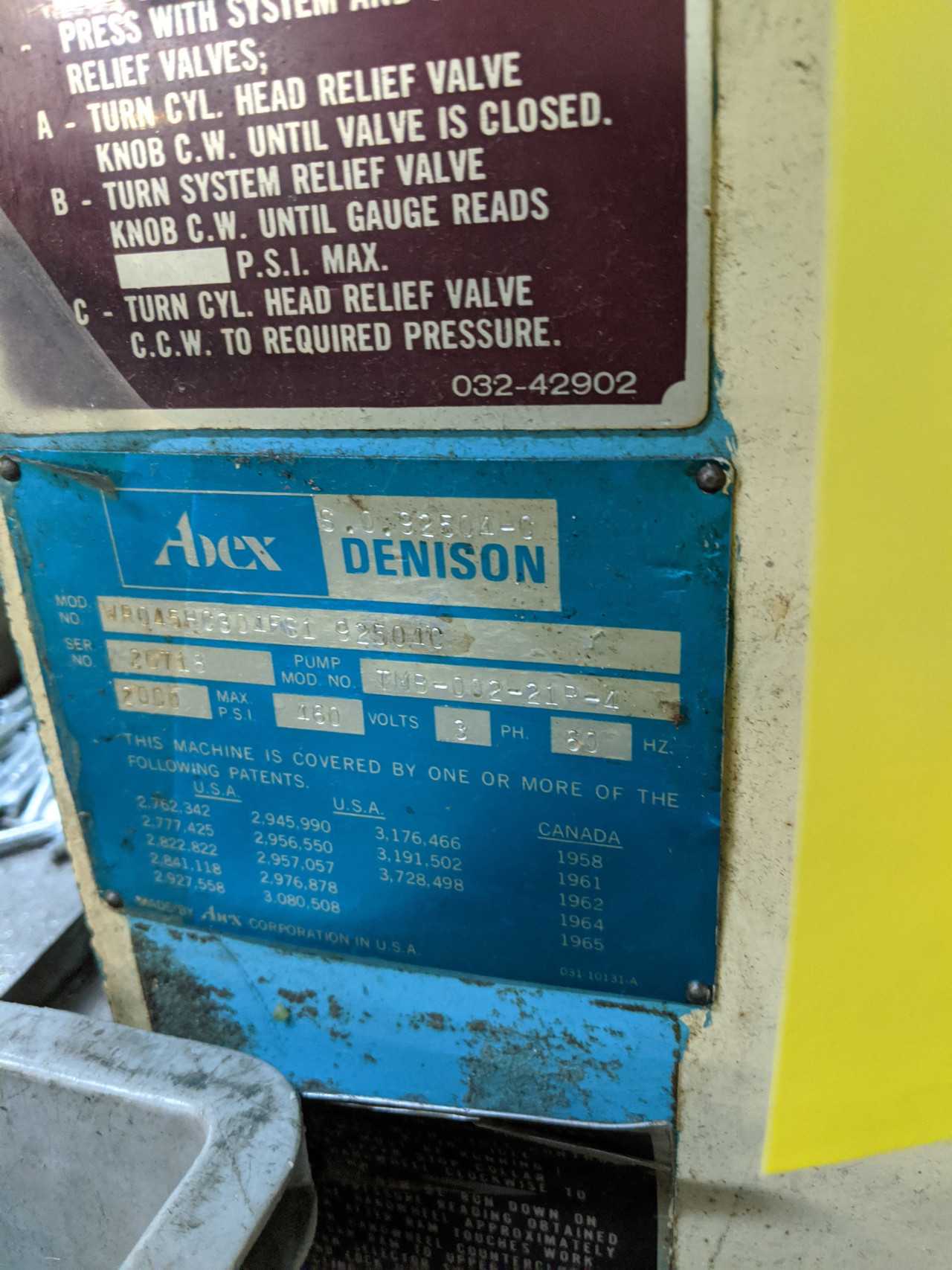 6 Ton Denison Hydraulic Press Multipress - PRESSES