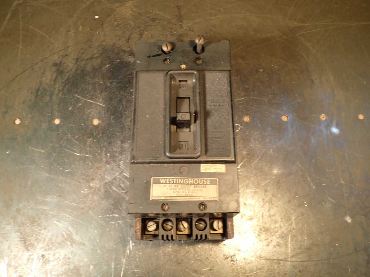 Westinghouse AB DE-ION Circuit Breaker: 3-Pole 20A, F-Frame Style, 1222033 - CIRCUIT BREAKERS
