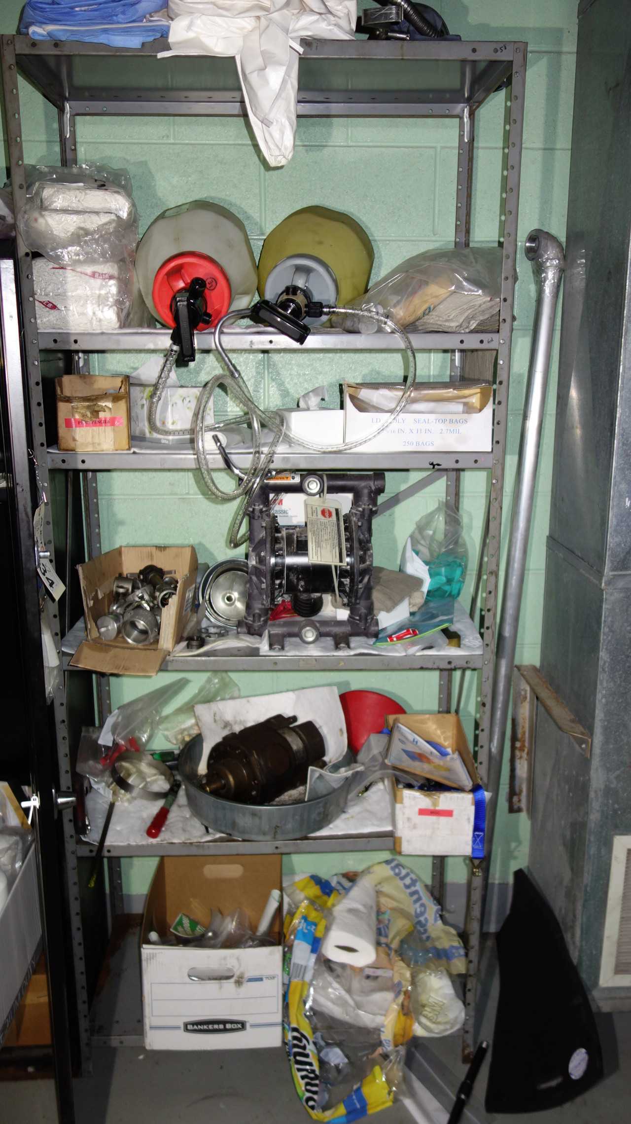 SHELVING AND CABINET WITH CONTENTS - PUMPS AND MRO - SHELVING