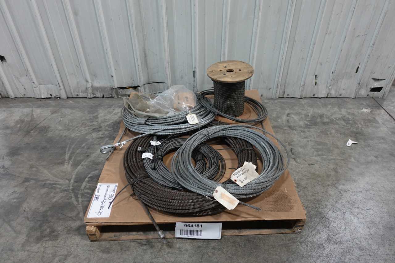 LOT OF ASSORTED WIRE ROPE CABLES - ELECTRICAL COMPONENTS