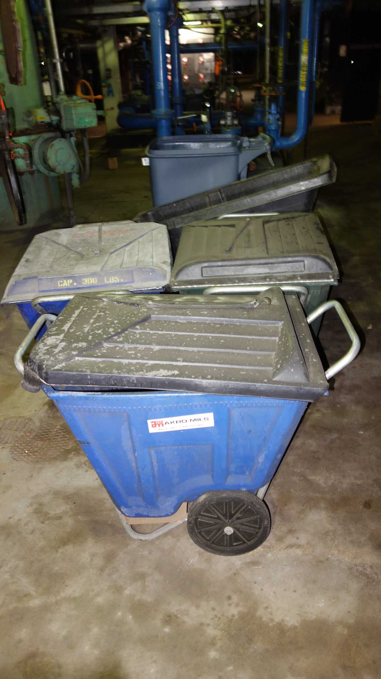 LOT OF 8 ASSORTED GARAGE BINS - ELECTRIC POWER TOOLS