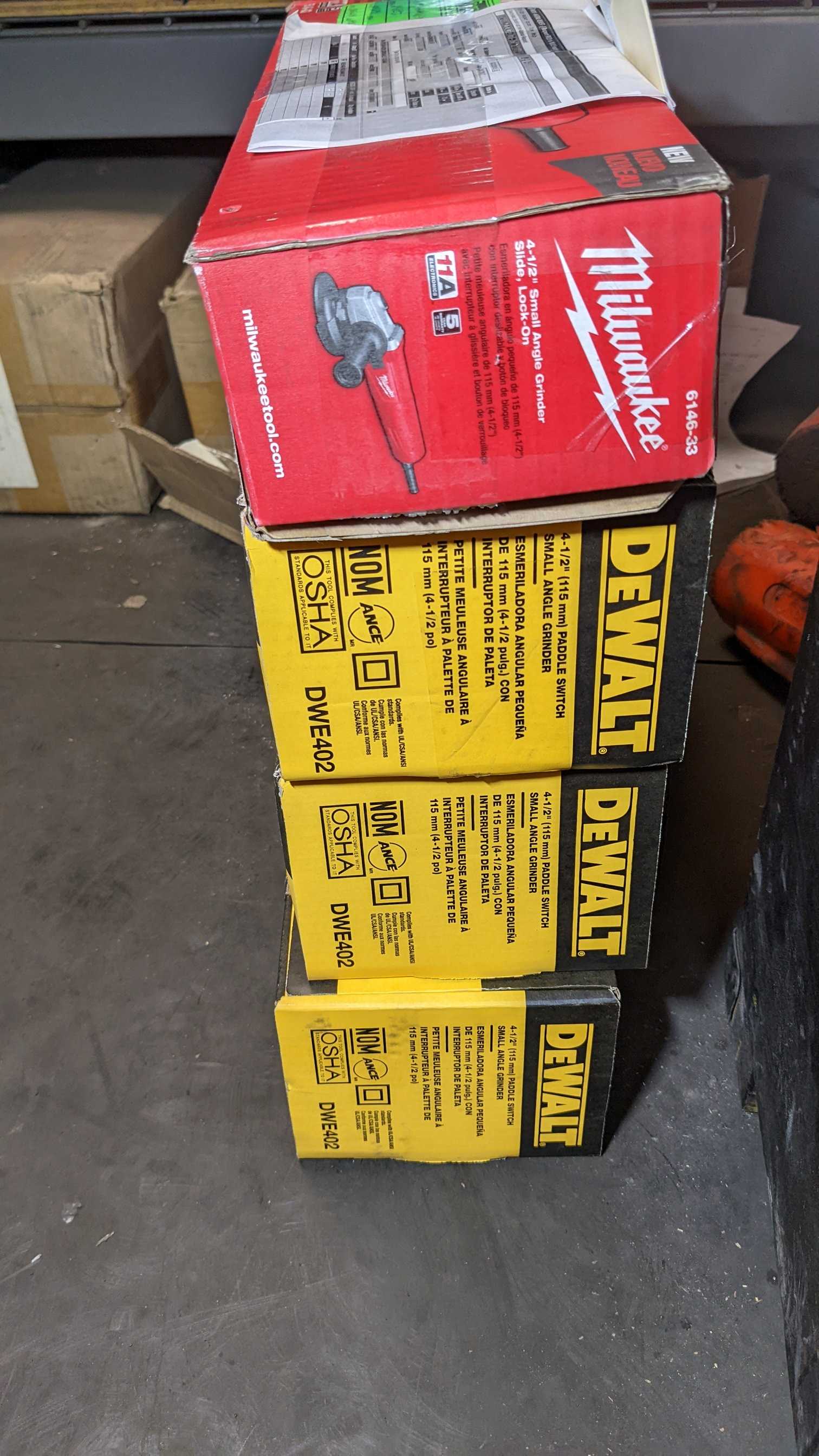 LOT OF 4 SMALL ANLGE GRINDERS - ELECTRIC POWER TOOLS