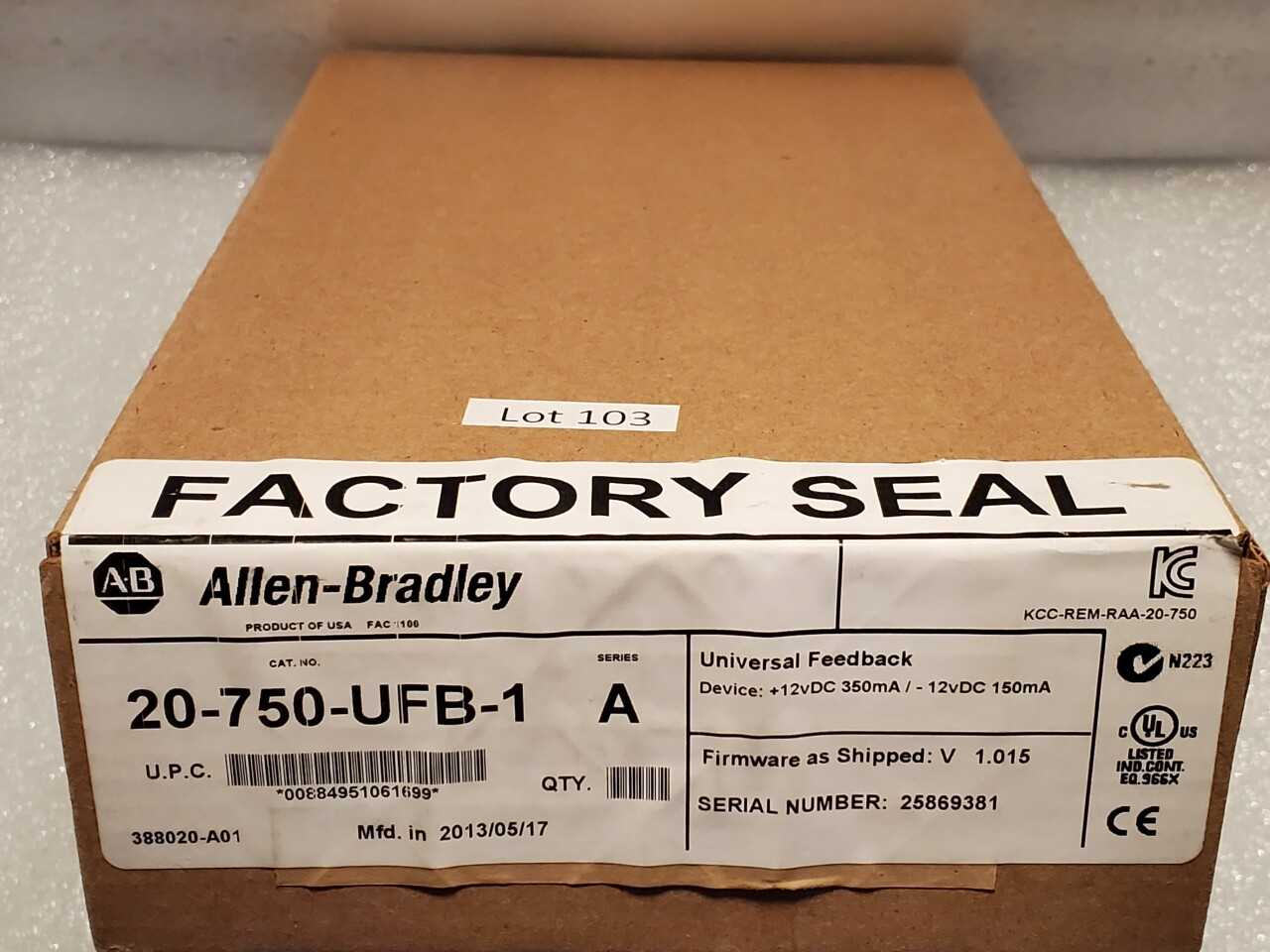 Allen Bradley Feedback Module 20-750-UFB-1 - AUTOMATION & CONTROLS