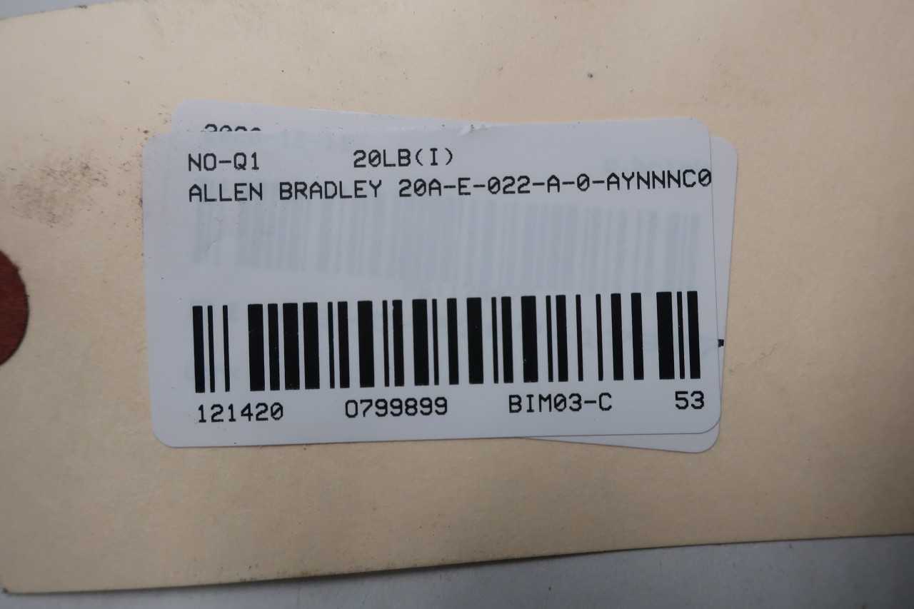 ALLEN BRADLEY 20A-E-022-A-0-AYNNNC0 POWERFLEX 70 VFD DRIVE - MOTOR DRIVES