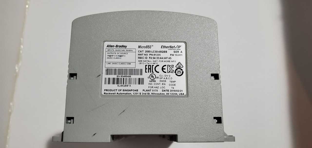 Allen Bradley Micro 850  2080-LC50-48QBB PLC - AUTOMATION & CONTROLS