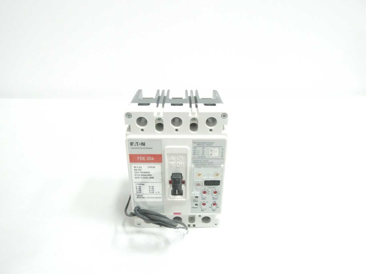 EATON FDE308035 3P 80A AMP 600V-AC MOLDED CASE CIRCUIT BREAKER - CIRCUIT BREAKERS
