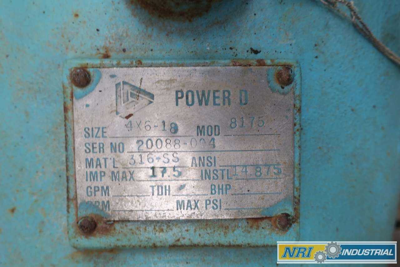 USED POWER D 8175 8X6IN STAINLESS CENTRIFUGAL PUMP - CENTRIFUGAL PUMP