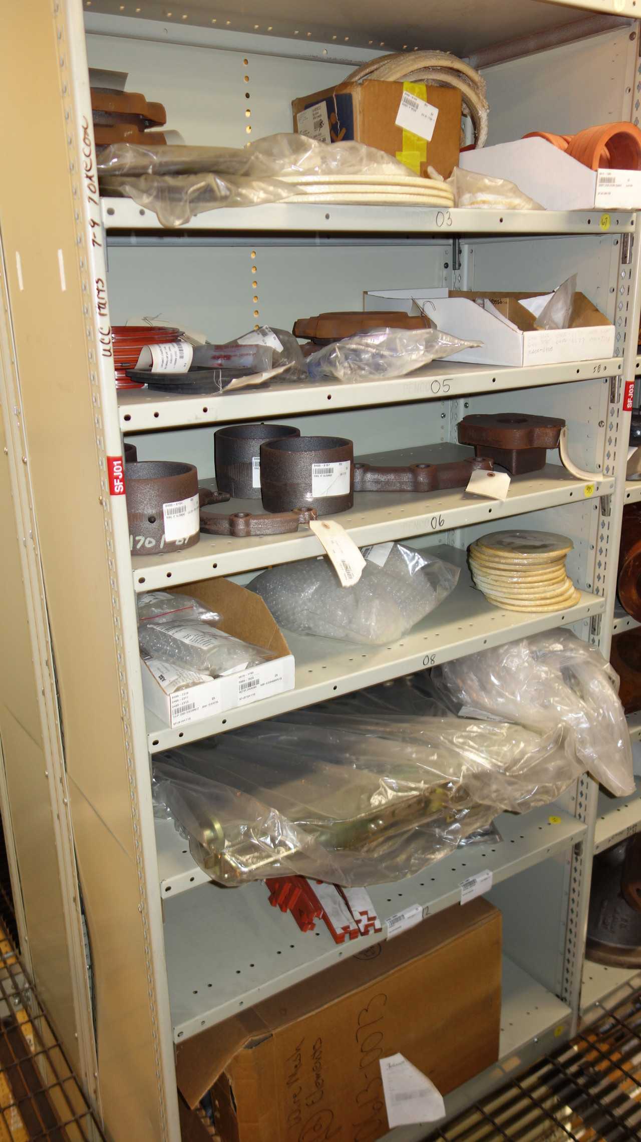 CONTENTS OF 3 SHELF COLUMNS, ASSORTED MRO - SHELVING