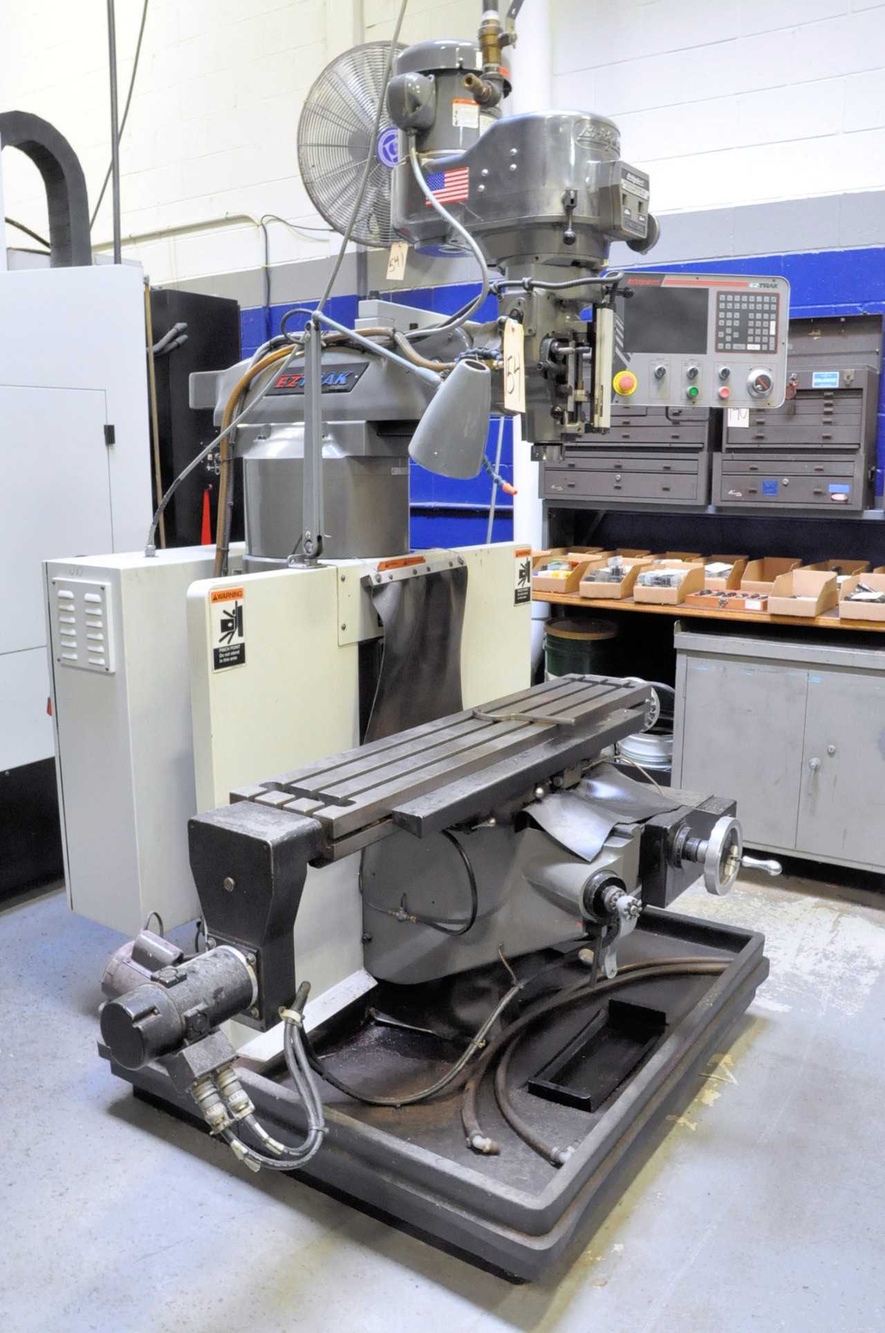 Bridgeport EZ Trak CNC 2-HP Variable Speed Vertical Milling Machine, S/n BR284943E, Bridgeport EZ Trak CNC Controller, 9" x 48" Power Feed Table, 7" Riser, Quick Change Tooling Holder, Work Light - CNC MACHINING CENTERS