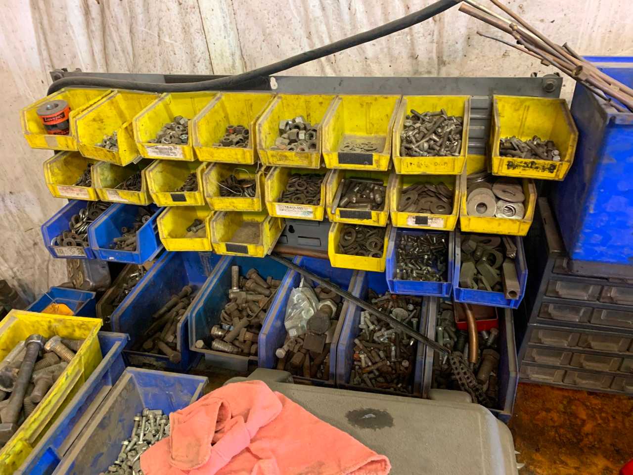 Metal Bench with Contents - MATERIAL HANDLING